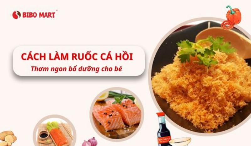 Rang ruốc cá hồi trên chảo với lửa nhỏ để có ruốc tơi xốp, thơm ngon