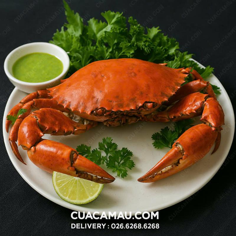 Hình ảnh cua gạch Cà Mau đầy gạch son, biểu tượng chất lượng cao và hương vị độc đáo
