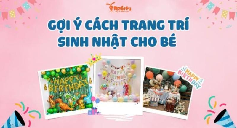 Ý tưởng trang trí không gian tự làm tiệc sinh nhật tại nhà với bóng bay, đèn nháy và banner, tạo không khí vui tươi, ấm cúng