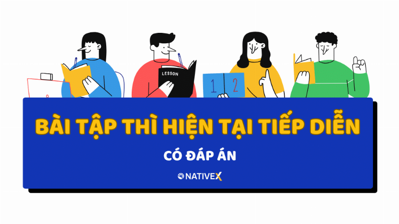 Người đang làm bài tập về thì hiện tại tiếp diễn trong tiếng Anh