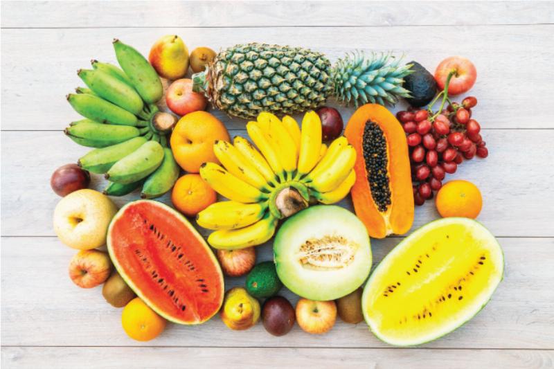 Hình ảnh tổng hợp các loại trái cây không có hạt phổ biến như nho, dưa hấu, chuối, cam, chanh
